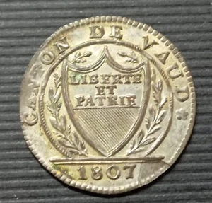 SCHWEIZ KANTON WAADT 1 BATZEN 1807 (10 Rappen) Billon - Bild 1 von 2