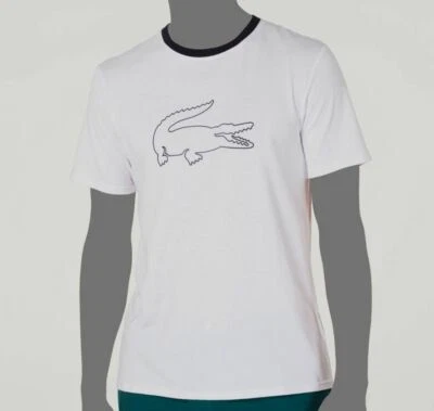 $38 Lacoste Men's White Short-Sleeve Crew-Neck Pajama Croc Logo Shirt Size XL - Image 1 of 4