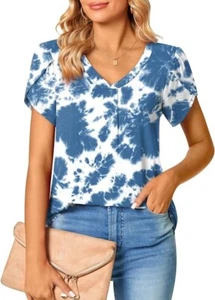 Camisa Bestbee para mujer manga corta cuello en V manga pétalos talla mediana (M) - Imagen 1 de 4