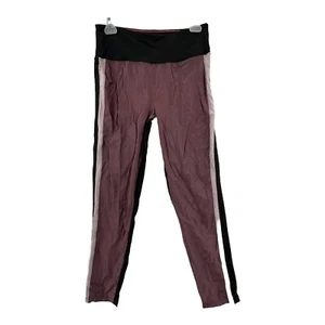 Calvin Klein Leggings Womens Large Performance Wick Capri Pink Stripe Black - Picture 1 of 5