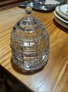 Studio Crystal Clear Glass Beehive Honey Pot Jar with Lid Vintage Look - Picture 1 of 2