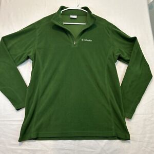 Columbia Men's Long Sleeve Fleece 1/4 zip Pullover Size Large Green Light Weight