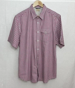Tommy Bahama Mens Button Up Shirt XL Cotton Pink White Plaid Short Sleeve Pocket - Picture 1 of 7