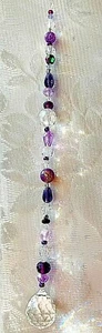 CRYSTAL BALL SUNCATCHER-PURPLE-CLEAR CRYSTAL-RAINBOWS-9"-HANDCRAFTED # 932 - Bild 1 von 2