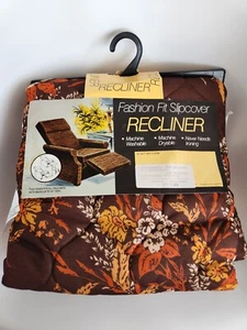 Fit Slipcover for RECLINER Vintage New Old Stock 1980s Orange Brown NWT - Picture 1 of 6