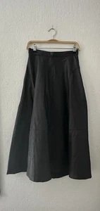 Maxi gonna vintage Bagatelle pelle grigia taglia 10 lunga maxi foderata boho western - Foto 1 di 10
