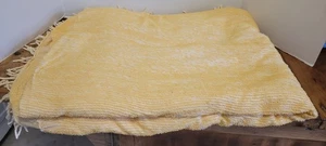 Vintage Yellow Chenille Bedspread Cutters Cloth CRAFTS Holes & Thin Spots - Picture 1 of 7