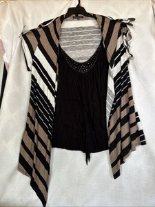 Top Heart Soul talla grande 2X dos fer elegante negro tostado rayas suave pero elástico - Imagen 1 de 9