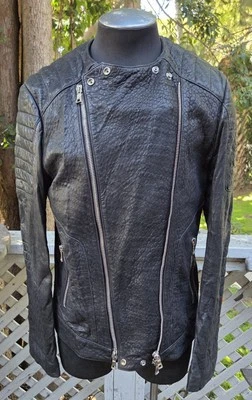 Chaqueta de cuero Balmain Homme Biker de cordero negro talla 56 2XL Foto 1 de 4