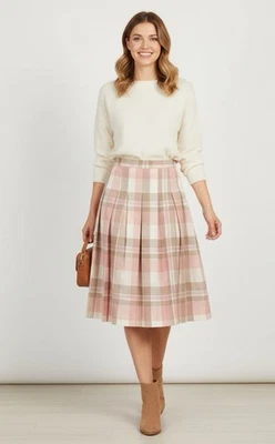 Falda Pendleton Midi Talla Grande 24W Lana Años 90 De Colección Plisada A Cuadros Hecha en EE. UU. Foto 1 de 4