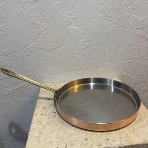 Vintage All Clad Cop R Chef 12" Copper SS Skillet Pan 9" Brass Handle Flambé - Picture 1 of 11