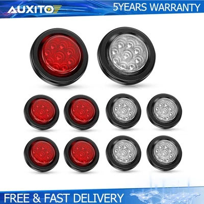 Ajuste Volvo VAH 10PCS 2 polegadas redondo 9 LED vermelho branco luzes indicadoras de folga 12V 24V - Imagem 1 de 4