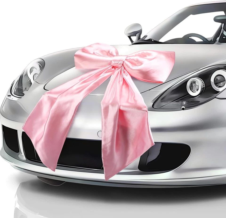 Arco gigante rosa coche 28 pulgadas satinado gigante Bownot para regalo arco grande de Navidad para C Foto 1 de 4