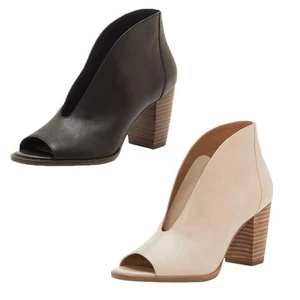Lucky Brand Womens Joal Beige Leather Block Heels Shoes 9 Medium (B,M) BHFO 5492 - Picture 1 of 6