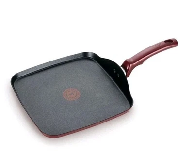 T-FAL ~ RED ~ 10.25" Square Griddle ~ Non-Stick ~ Thermo-Spot ~ Oven Safe