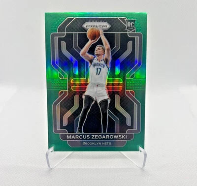 Marcus Zegarowski RC - 2021-22 Panini Prizm Green Prizm #300 - Brooklyn Nets - Image 1 of 2