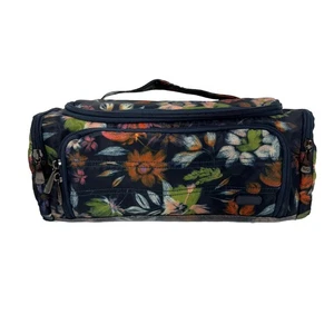 Lug Trolley Cosmetic Case Bag Travel “Bloom Navy” Floral Pattern Zip Case - Picture 1 of 16