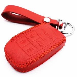 Red Leather Key Fob Cover For 2020 2021 2022 Ram 2500 3500 4500 5500 5 Buttons - Picture 1 of 5