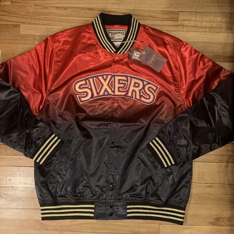 Mitchell & Ness Black NBA Philadelphia 76ers Chinese New Year Satin Jacket XL Cover