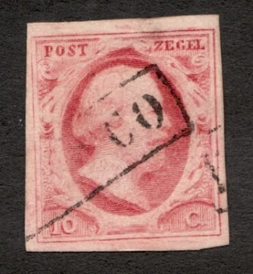 1852 Netherlands Sc# 2 - 10¢, King William III. Used postage stamp. Cv$27.50 - Picture 1 of 1