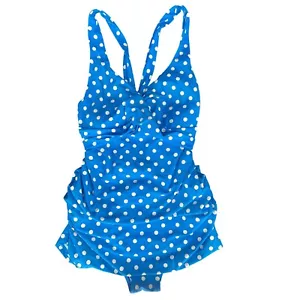 L.L.Bean Women's Swimsuit Size 12 One Piece UPF 50+ Polka Dot Tummy Control - Picture 1 of 9