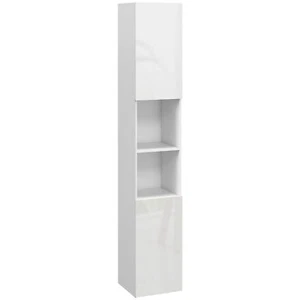 Kleankin Armario de Almacenamiento de Baño Alto Brillo con Estantes Ajustables Blanco - Imagen 1 de 11