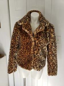 New Look Leopardenmuster Jacke Kunstfell Teddybär weich Damen Gr. Small Boho Mod - Bild 1 von 11