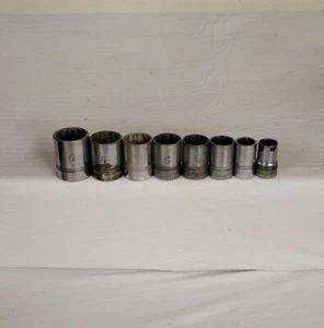🇺🇲Vintage WILLIAMS 1/2" Drive 12 Point Shallow 8 Sockets - Picture 1 of 6