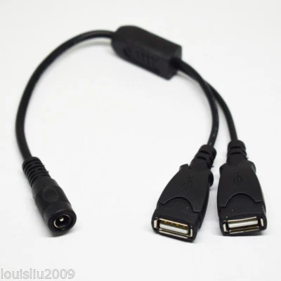 1pc 26mm DC 5.5x2.1mm Female to Dual USB 2.0 Female Splitter Power Adapter Cable - Image 1 of 4