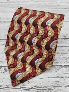 Corbata de seda Ermenegildo Zegna "Disegno Esclusivo" rojo beige dorado estampado floral O223 - Imagen 1 de 7