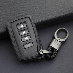 Carbon Fiber Car Key Fob Case Cover Protective Shell Holder Chain For Lexus
