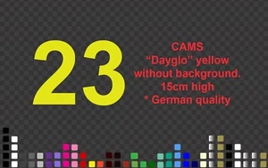 Dayglo Yellow 2 digits Race Number Decal Sticker 15cm CAMS K-2 Car Racing - Picture 1 of 1