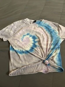Scoop Women Short Sleeve Twist front tee Size M(8-10) Purple And MultipleTie Dye - Picture 1 of 4