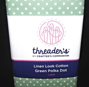 Crafter's Companion threader's Green Polka Dot New 1 yard 100% Cotton Linen look - Picture 1 of 6