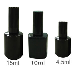 4.5 / 10 ml BLACK UV EMPTY NAIL POLISH GLASS BOTTLES FRANKEN BOTTLE BRUSH & CAP 