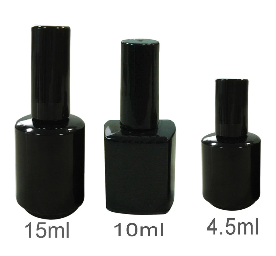 KOI 4,5/10ml SCHWARZ UV LEER NAGELLACK GLASFLASCHEN FRANKENFLASCHE BÜRSTE & KAPPE