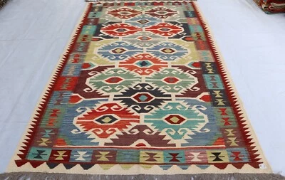 6x8 Kilim Rug- Afghan Handmade Geometric Boho Rug- Rugs for living room- Kitchen - Image 1 of 4