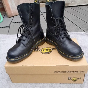 DR MARTENS BLACK 1490 VIRGINIA SOFT LEATHER HIGH LACE UP BOOTS SIZE UK 3 USED - Picture 1 of 13