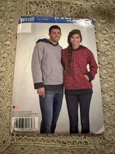 Sudadera con capucha Simplicity W0180 UNISEX con bolsillo canguro talla XS-XL patrón sin cortar 8204 - Imagen 1 de 4