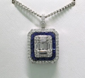 Colgante De Zafiro Y Diamante 18kt/750 Oro Blanco Valor 6.870 Euros Nuevo - Imagen 1 de 5
