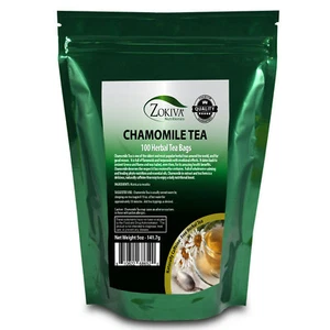 Chamomile Tea Bags Mega Pack (100) All-Natural Premium Calming Tea In Zip Pouch - Picture 1 of 8