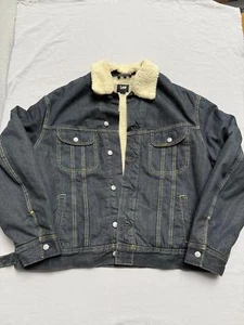 Vintage Lee Denim Jean Jacket Sherpa Style Lining XL - Picture 1 of 8