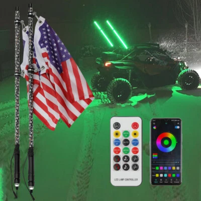 Luces látigo LED RGB de 2x3 pies antena bandera para Can am Maverick Sport 1000/1000R/Max Foto 1 de 4