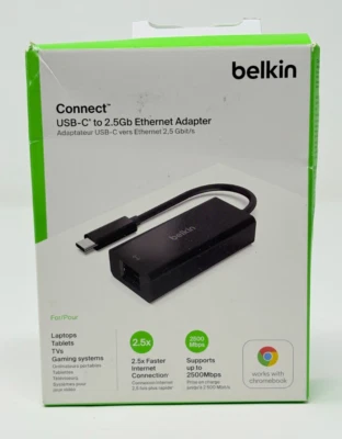 BELKIN USB Type C to 2.5 Gb Ethernet Adapter Thunderbolt 3 / 4 USB-IF Cert - NEW - Image 1 of 4