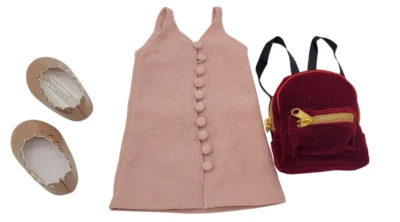 NIMETO Puppen Kleid Puppenkleidung 43 cm Rucksack Schuhe Kleid für Babypuppe Garderobe