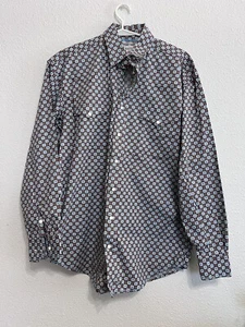 Panhandle Rough Stock Shirt Mens Medium Pearl Snap Button Long Sleve Western - Picture 1 of 6