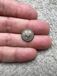 Stamped Silver Wings Through a Wheel under a B with A Fancy Border Button - Picture 1 of 8