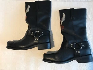 Vintage Harley Davidson Leder Stiefel mit Adler Logo schwarz Gr. 9uk Gr. - Bild 1 von 20
