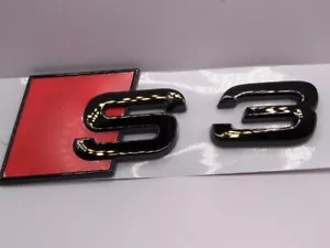 Audi S3 Gloss Black Badge Emblem Tailgate Boot Lid - Picture 1 of 1