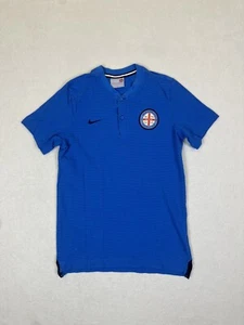 Melbourne City Nike Mens 1/4 Button Up Collarless Polo Shirt Size Medium Blue - Picture 1 of 12